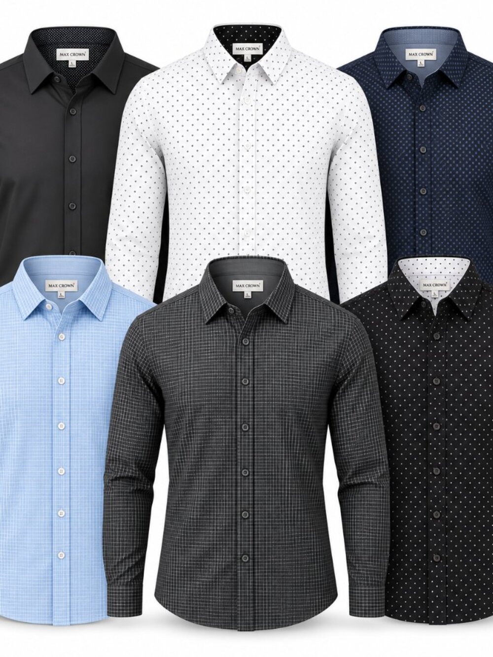 4-Way Stretch Long Sleeve Dress Shirt Button Down Performance Top NWT Max Crown